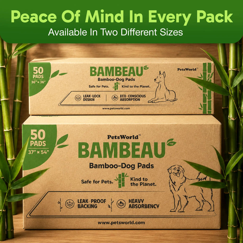 Bambeau Premium Bamboo-Based Pads Eco Conscious Dog Pads 3XL (37X54 Inch) 25 Count - Extra Large Puppy Training Pads, Unbleached Chlorine-Free Plant-Based Potty Pads Leak-Proof Backing and Natural Odor Control