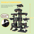 SHA CERLIN Leopard Print 82In(6.8Ft) Heavy Duty Cat Tree Tower, 6 Spacious Tiers Multi-Level Condo with 2 Curved Beds, XL Luxury Top Perch, Hammock, Angled Ladder & Dense Plush Fabric for Indoor Extra Large Cats, 82 Inches, Sohochic