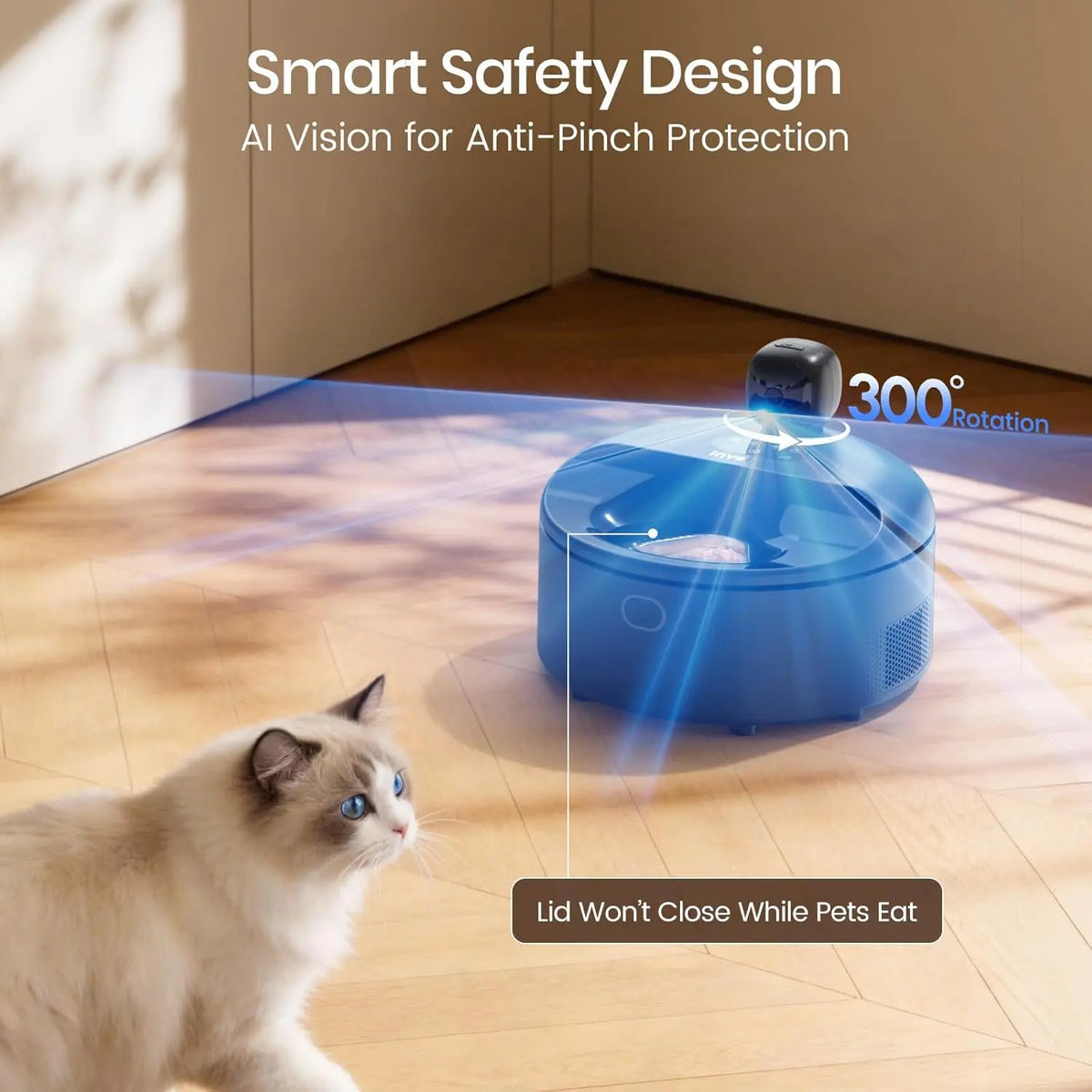 Automatic Wet Food Cat Feeder with 3MP Camera, App Remote Control , Dual Semiconductor Cooling, Heating Feeding Area, 5 Stainless Steel Trays Pet Food Dispenser Ever Sweet Gravity Ultra Bowl Set Small Dog Enrichment Fresh Time Meal， Medium Large Breed