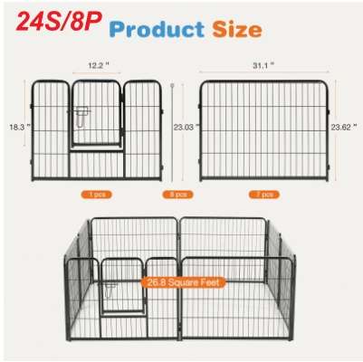 Foldable Dog Playpen — height comparison