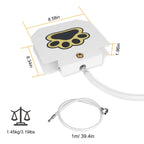 Dimension diagram: pedal plate 8.58 by 8.34 by 1.96 inches, 1.45 kg, supplied with a 1 metre connecting hose