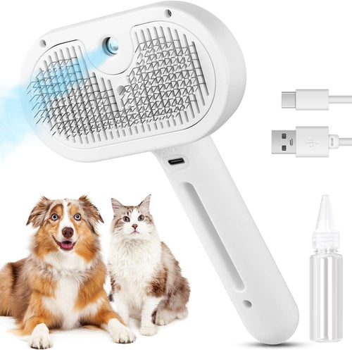 3-in-1 Pet Steam Brush — mist spray, shedding & grooming, main product photo