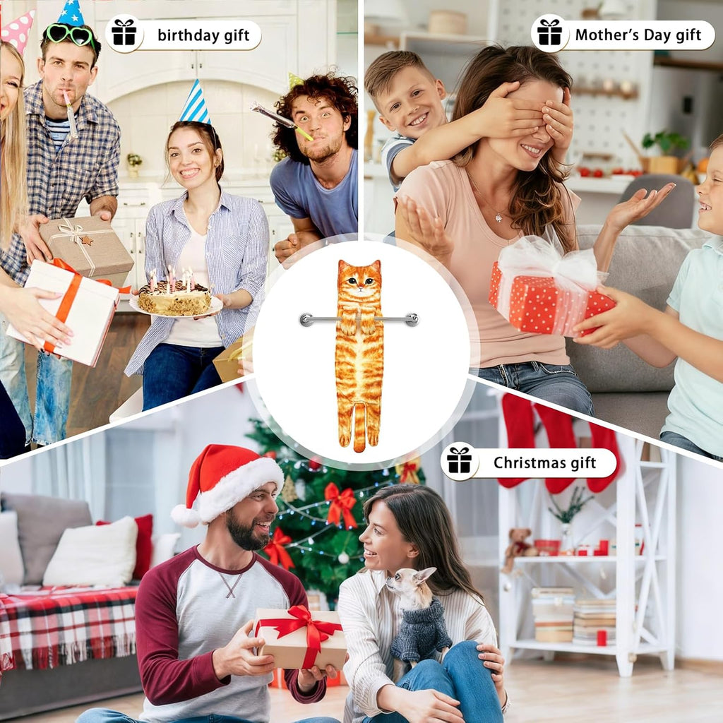 The cat towel shown as a birthday, Mother's Day and Christmas gift