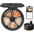 Automatic Wet Food Cat Feeder with 3MP Camera, App Remote Control , Dual Semiconductor Cooling, Heating Feeding Area, 5 Stainless Steel Trays Pet Food Dispenser Ever Sweet Gravity Ultra Bowl Set Small Dog Enrichment Fresh Time Meal， Medium Large Breed