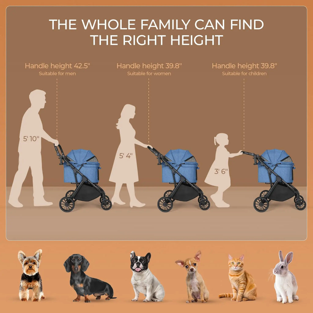 LIFERUN Foldable Dog Stroller for Medium Dogs and Cats up to 33 Lb, All-Terrain Pet Stroller with Adjustable Height Handle, Aluminum and Carbon Steel Frame, Sunshade, Storage Basket and Shock Absorbers for Daily Walks, Travel and Outdoor Use Home Makeover