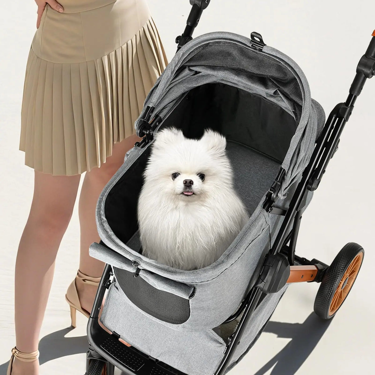 LIFERUN Foldable Dog Stroller for Medium Dogs and Cats up to 33 Lb, All-Terrain Pet Stroller with Adjustable Height Handle, Aluminum and Carbon Steel Frame, Sunshade, Storage Basket and Shock Absorbers for Daily Walks, Travel and Outdoor Use Home Makeover